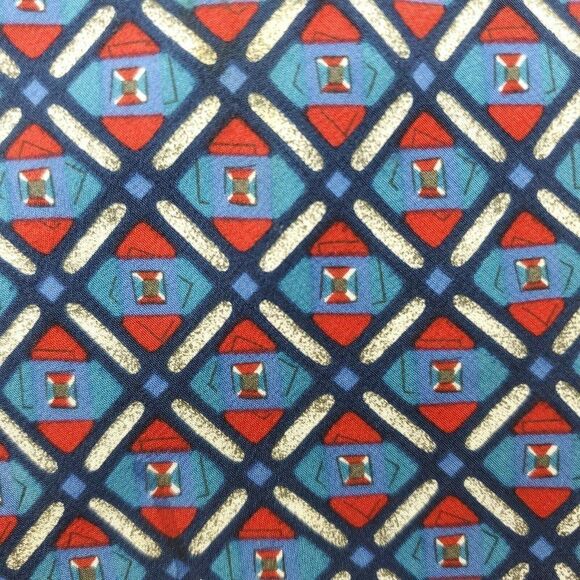 Surrey Red Blue Silk Tie‎ Geometric Italy 58 3.75 - Picture 2 of 6